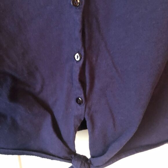 Anthropologie Navy Tie Front Top - Picture 4 of 9